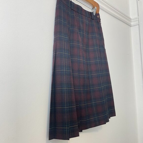 Vintage 90s A-Line Tartan Plaid Pleated Skirt - Size M - Picture 10 of 13